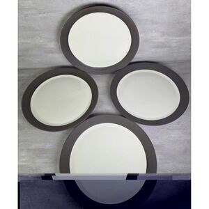 Set 4 MCM Dansk Flamestone Smooth Brown Dinner Plates IHQ Quistgaard 11" Denmark